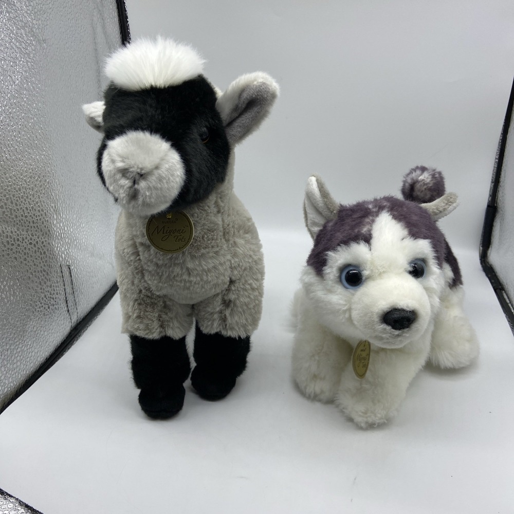 Aurora Miyoni Tots Plush Bundle Lamb and Husky Puppy Realistic Stuffed Animals